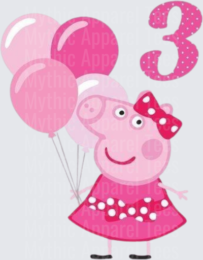 Peppa Pig 3rd Birthday Pink Balloons Polka Dot Dress