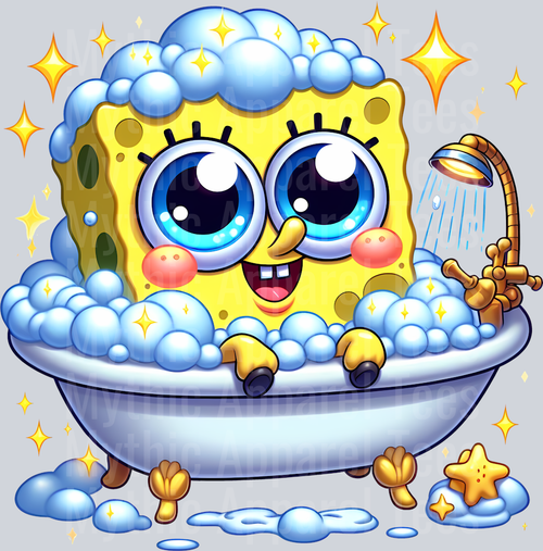 Sponge Bob Bubble Bath DTF Sponge Bob Transfers