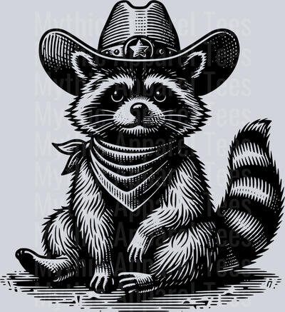 RACCOON IN COWBOY HAT BLACK DESIGN
