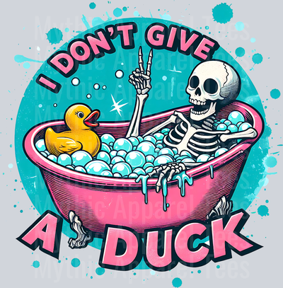 I dont give a duck skelly in tub with yellow duck DTF Skull Transfers