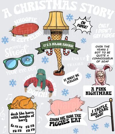 A Christmas Story Icon Bundle Leg Lamp Major Award Pink Nightmare Soap Connoisseur Triple Dog Dare Holiday Quotes Sheet