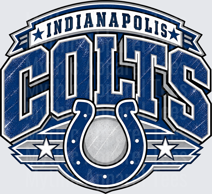 Indianapolis Colts Bold Vintage Badge with Horseshoe Logo and Stars