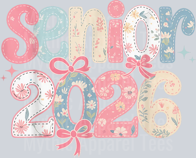 Senior 2026 Pastel Floral Coquette Graduation Class of 2026 T-Shirt