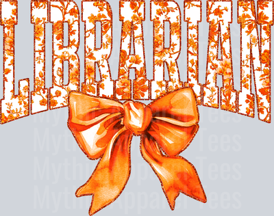 Orange Librarian College Font Floral Teacher Design