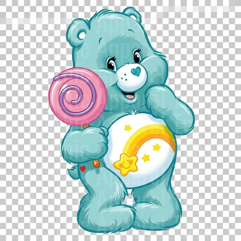 Care Bears Wish Bear Holding Pink Swirl Lollipop