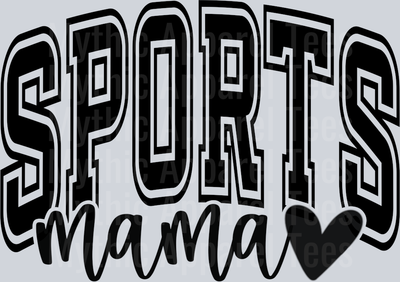 Sports mama Black Varsity Letters