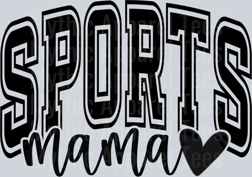 Sports mama Black Varsity Letters