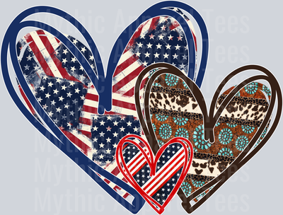 American Heart 4th of july DTF Patriotic Transfers