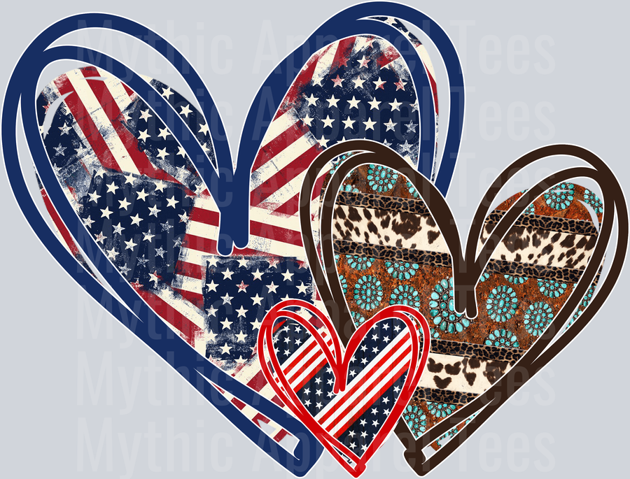 American Heart 4th of july DTF Patriotic Transfers