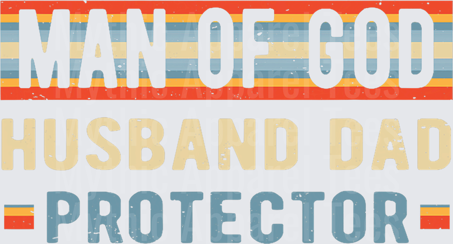 Man of God Husband Dad Protector Retro Stripe Faith Father Design