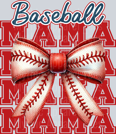 Baseball mama bow and bold letters DTF Baseball Transfers