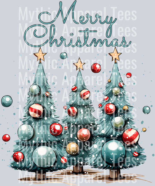 Merry Christmas Tree – DTF Heat Transfer – Holiday Christmas Design