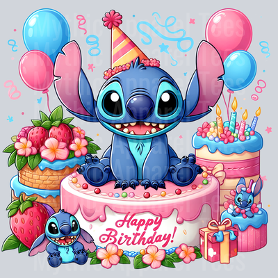 Stitch Birthday Transfer 1 DTF Stitch Birthday Transfers