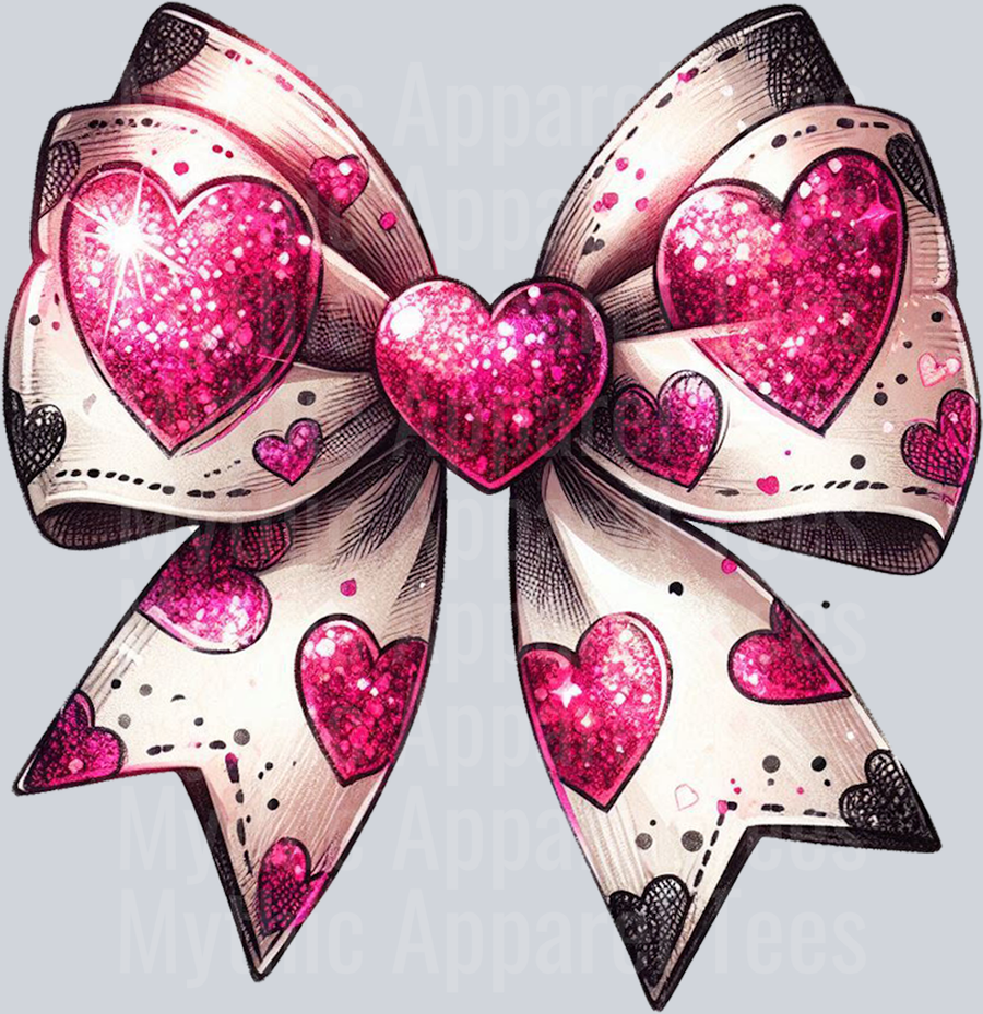 Bow Large Pink Hearts white bow Style Combo Valentines Day Design