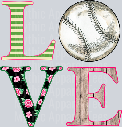 Watercolor Color Dream Love Ball DTF Baseball Transfers