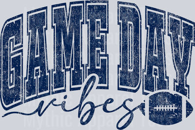 Game Day Vibes Blue Football Varsity Letters
