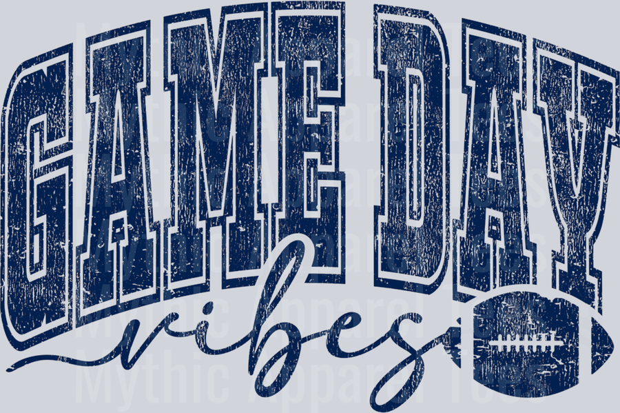 Game Day Vibes Blue Football Varsity Letters