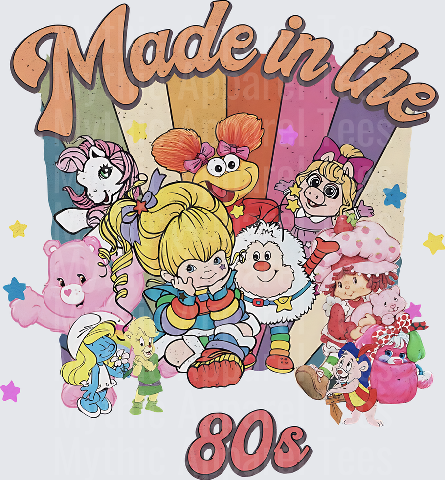 Strawberry Shortcake Made in the 80s Rainbow Brite Care Bears Smurfs Fraggle Rock My Little Pony Retro Mashup