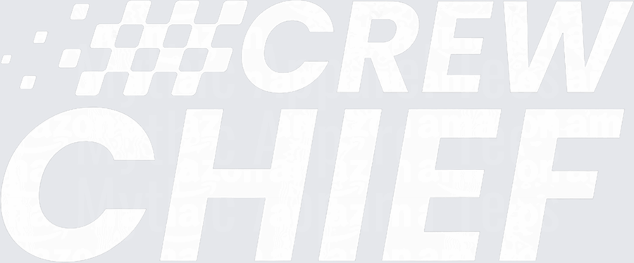 #Crew Chief Bold Italic Racing Typography with Checkered Flag Hash Symbol