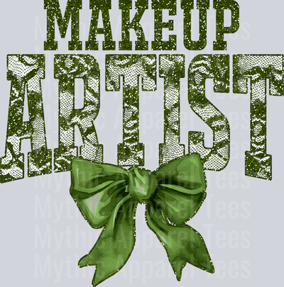Olive Green Lace Makeup Artist St Patrick's Day College Font Floral and shamrock pattern