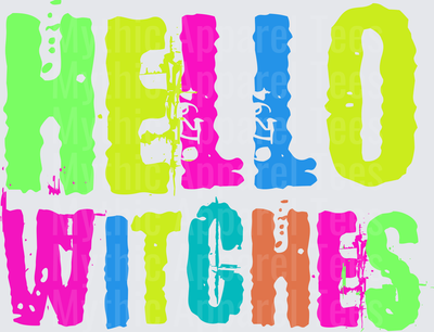 Halloween Hello Witches Neon Multicolor Distressed Bold Grunge Letter Typography