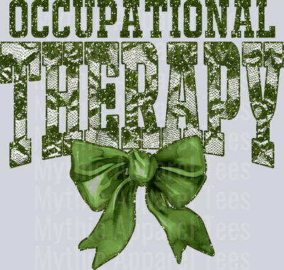 Olive Green Lace Occupational Therapy St Patrick's Day College Font Floral and shamrock pattern