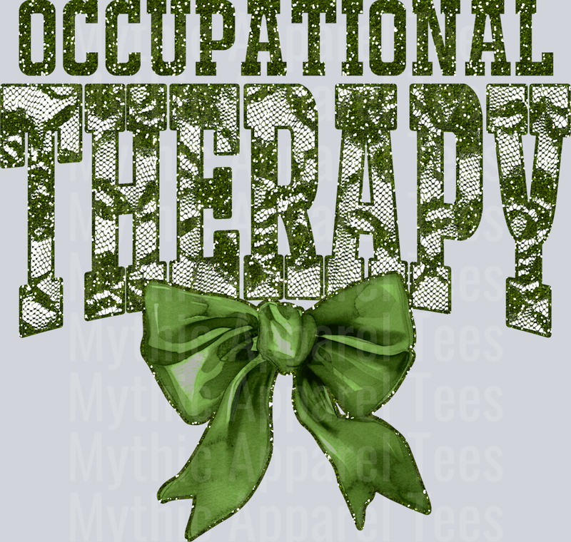 Olive Green Lace Occupational Therapy St Patrick's Day College Font Floral and shamrock pattern