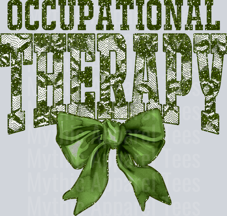 Olive Green Lace Occupational Therapy St Patrick's Day College Font Floral and shamrock pattern