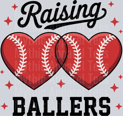 Raising Ballers Hearts DTF Baseball Transfers