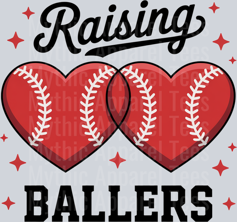Raising Ballers Hearts DTF Baseball Transfers