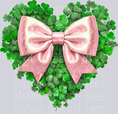 Shamrock Heart Pink Bow