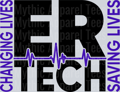 ER Tech Changing Lives Saving Lives Black Navy DTF Nurse Transfers