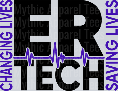 ER Tech Changing Lives Saving Lives Black Navy DTF Nurse Transfers