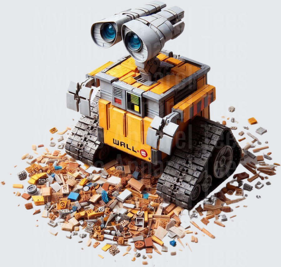 WALL-E Robot Surrounded by Pile of Compacted Trash and Debris