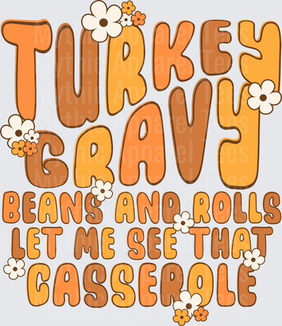 Disney Fall and Thanksgiving Turkey Gravy Beans and Rolls Let Me See That Casserole Retro Floral