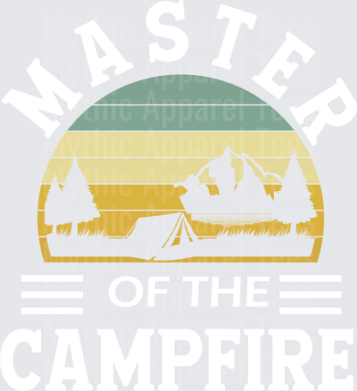 Retro Sunset Half Circle Camping Tent Pine Trees Mountain Wilderness Silhouette