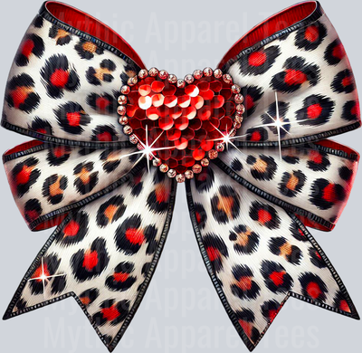 Leopard Bow White and Red Style Combo Valentines Day Design