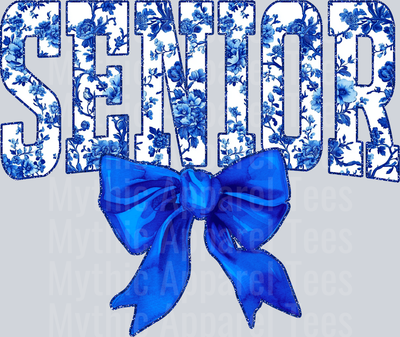 Blue Senior College Font Floral Senior Graduation Design