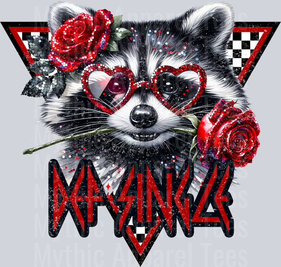 Def Single Raccoon Rose Style Combo Valentines Day Design