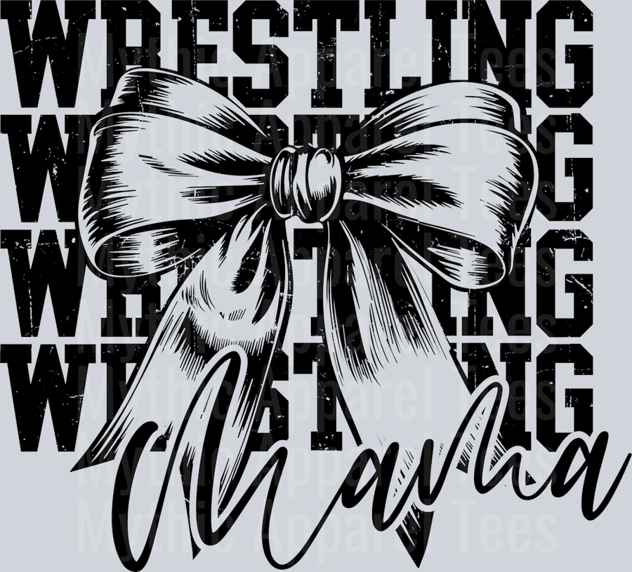 Wrestling Mama black bow DTF Wrestling Transfers