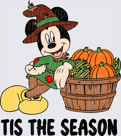 Disney Fall and Thanksgiving Mickey Mouse Scarecrow Tis The Season Harvest Basket