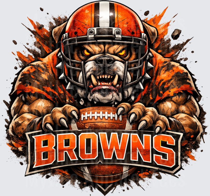 NFL Cleveland Browns Fierce Bulldog Mascot Football Design
