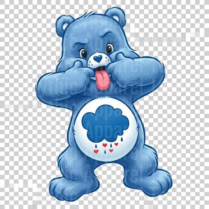 Care Bears Grumpy Bear Making Silly Face Tongue Out Dab Pose