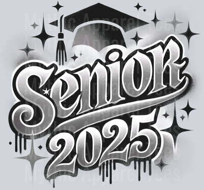 006 Senior Airbrushed Gray DTF 2025 Senior Graduation Transfers