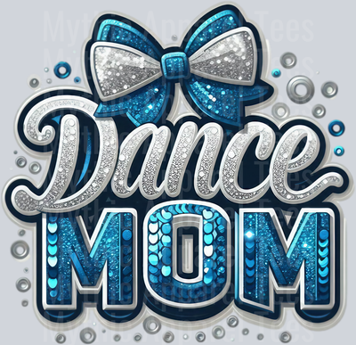 0010 Dance Mom Sequins Lt Blue DTF Dance Mom Transfers
