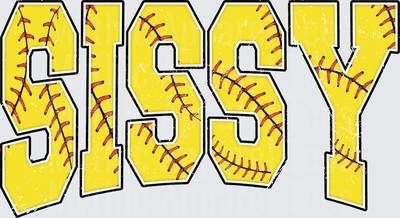 Softball Sissy Distressed Yellow Lace Letter Design