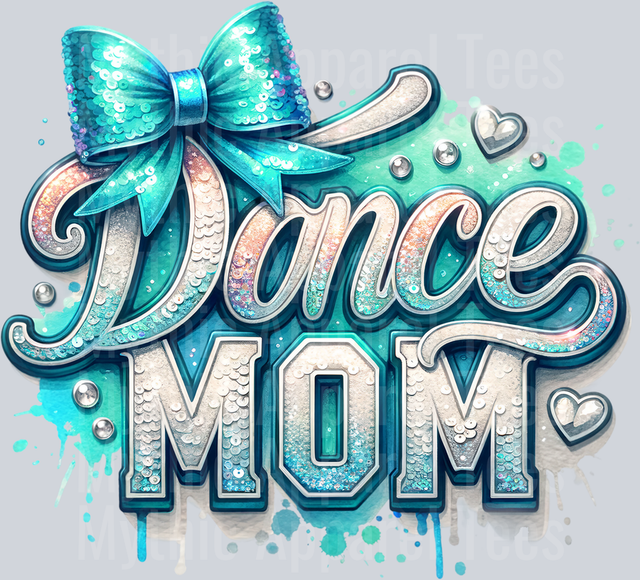 0015 Dance Mom Sequins Mint DTF Dance Mom Transfers