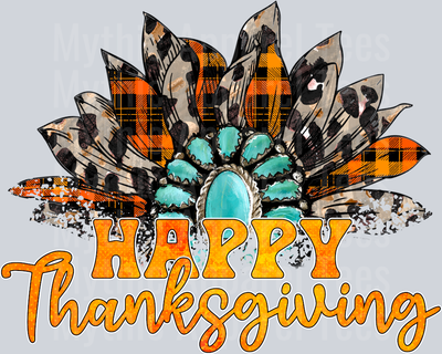 Happy Thanksgiving Turkey Feathers Western