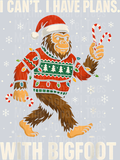 61 Funny Bigfoot Christmas Sweater Cane Candy Art T-Shirt