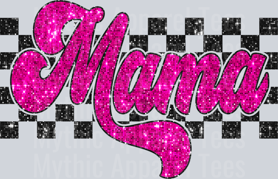 Pink Sequin Checkered Mama